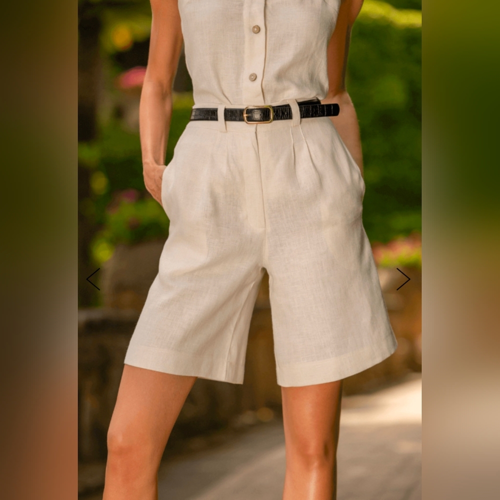 Handmade linen studio Gemma shorts Lagenlook - Picture 2 of 10